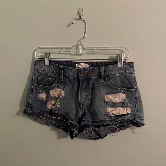 Ripped Dark Jean Shorts - Picture 1 of 2